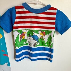 Vintage Buster Brown Snoopy safari striped tee 2T